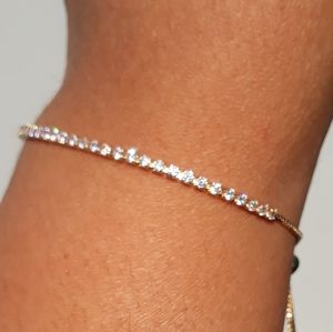 Vintage Sparkling White Crystals CZ Flowers Floral Design Tennis Chain Bracelet 925 Sterling Silver BR 852L